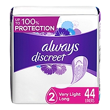Always Discreet Postpartum Incontinence Liners, Very Light Absorbency, Long Length, 44 Count