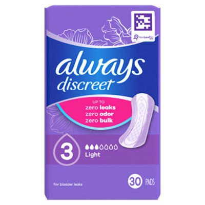 Always Discreet Light Incontinence Pads, Absorbs 4x More Vs Period Pad
