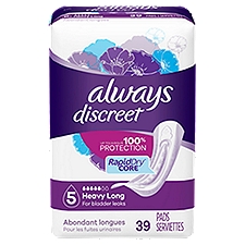 always Discreet Heavy Long Pads, 39 count
