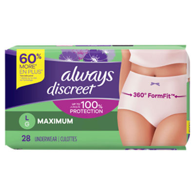 Always Discreet Adult Underwear For Women, S/M Maximum Absorbency