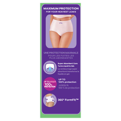 Supplied Description - Always Discreet Incontinence Underwear for Women  Maximum Absorbency, L, 28 Count - ShopRite