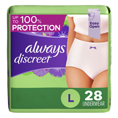 Supplied Description - Always Discreet Incontinence Underwear for Women Maximum Absorbency, L, 28 Count