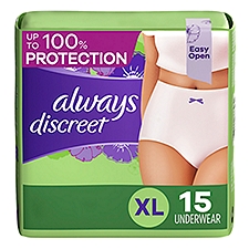 Always Discreet Incontinence Underwear for Women Maximum Absorbency, XL, 15 Count, 15 Each
