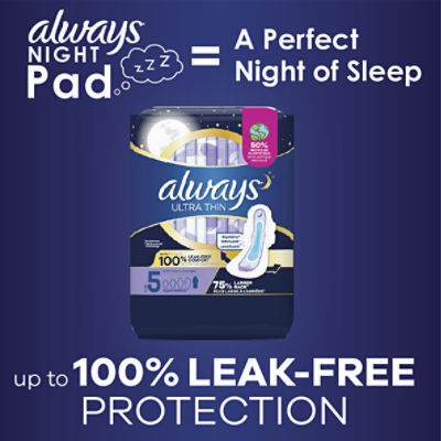 Always Ultra Thin Extra Heavy Overnight Pads with Wings, Size 5, Extra  Heavy Overnight, Unscented, 24 CT - ShopRite