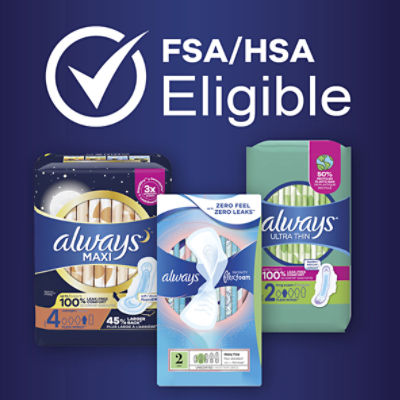 FSA Eligible  Always Maxi Pads Size 5 Overnight Absorbency