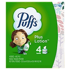 Puffs Plus Lotion Facial Tissues, 4 Each