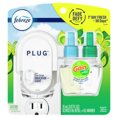 Febreze Plug with Gain Original Scent Scented Oil Refill and Oil Warmer, 0.87 fl oz