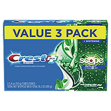 Crest Complete Plus Long Lasting Mint Fluoride Toothpaste Value Pack, 5.4 oz, 3 count