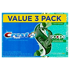 Crest Plus Complete Scope Minty Fresh + Whitening Fluoride Toothpaste Value Pack, 5.4 oz, 3 count
