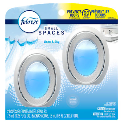 Febreze Small Spaces Linen & Sky Air Freshener, 0.25 fl oz, 2 count, 0.5 Ounce