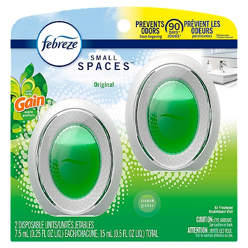 febreze Small Spaces Original with Gain Scent Air Freshener, 0.25 fl oz liq, 2 count