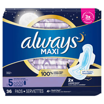 Always Ultra Thin Size 5 Extra Heavy Overnight Pads With Flexi