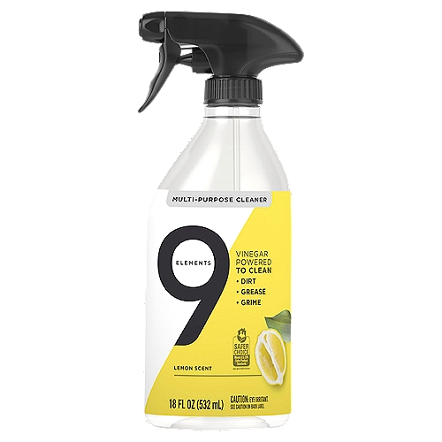 9 Elements Lemon Scent Multi-Purpose Cleaner, 18 fl oz
9 Elements Lemon Multi-Purpose Cleaner's vinegar-powered clean dissolves greasy residues, removes tough soap scum, and fights hard-water stains. The fast-acting formula works hard so you can easily get a clean surface without a lot of elbow grease. It's more than a clean, it's a cleanse. Tested to be safe on most surfaces, including stainless steel, laminate, ceramic, and hardwood. 9 Elements is made with never more than 9 ingredients. We use only the ingredients you need and are free of artificial preservatives, dyes, thickeners, and synthetic fragrances.