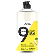 9 Elements Lemon Scent, Liquid Dish Soap, 16 Ounce