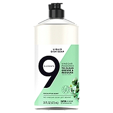 9 Elements Eucalyptus Scent, Liquid Dish Soap, 16 Ounce