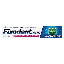 Fixodent Plus Precision Hold & Seal, Breath Bacteria Guard Denture Adhesive Cream, 2 oz