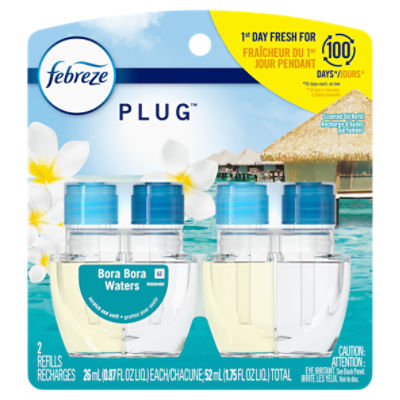 Febreze Plug Bora Bora Waters Scented Oil Refills, 0.87 fl oz, 2 count