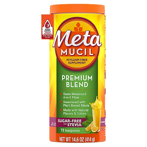 Metamucil Sugar-Free Premium Blend Orange Psyllium Fiber Supplement, 14.6 oz