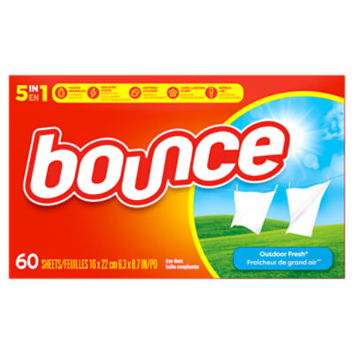 Bounce Outdoor Fresh 5 in 1 Dryer Sheets, 60 count