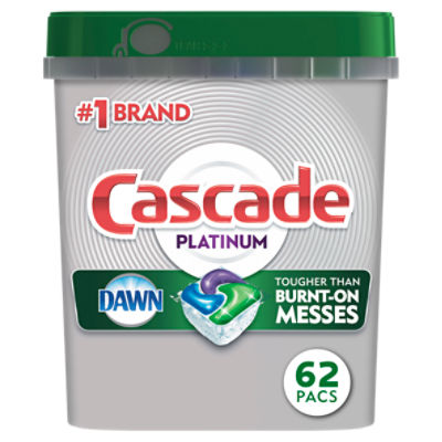 Cascade Platinum Plus ActionPacs Dishwasher Detergent Pods, Fresh, 62 Count