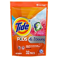 Tide Pods April Fresh 4 in 1 with Downy, Detergent, 30 Ounce
