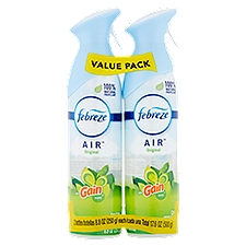 Febreze Air Original with Gain Scent Air Refresher Value Pack, 8.8 oz, 2 count, 17.6 Ounce