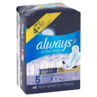 Always Ultra Thin Fresh Overnight Pads Extra Heavy with Wings Fresh Scent  20 Count - Voilà Online Groceries & Offers