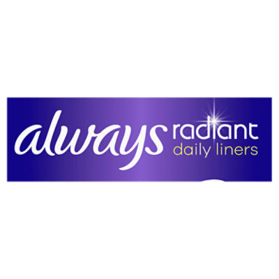 Always Radiant Daily Liners Regular Absorbency Unscented, Up to