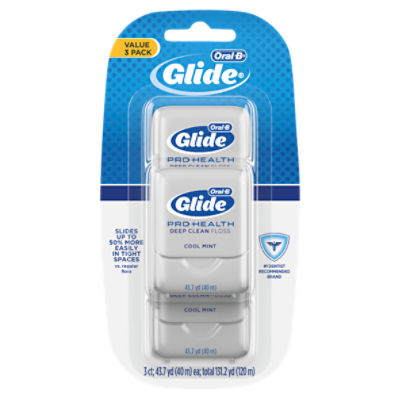 Oral-B Glide Pro-Health Cool Mint Deep Clean Floss Value Pack, 3 count