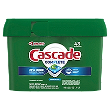 Cascade Complete Fresh Scent ActionPacs, Dishwasher Detergent, 43 Each