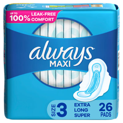 Always Maxi Extra Long Super Flexi-Wings Pads, Size 3, 26 count, 26 Each