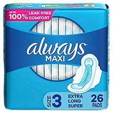 always Maxi Extra Long Super Pads, Size 3, 26 count