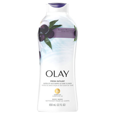 Olay Fresh Outlast Acai Berry & Tiare Flower B3 Complex Body Wash, 22 fl oz