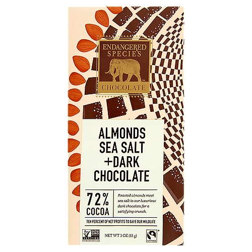 Endangered Species Chocolate Almonds Sea Salt +Dark Chocolate, 3 oz