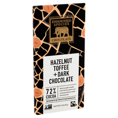 Endangered Species Chocolate Hazelnut Toffee + Dark Chocolate, 3 oz