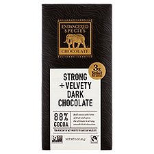 Endangered Species Chocolate Strong + Velvety, Dark Chocolate, 3 Ounce
