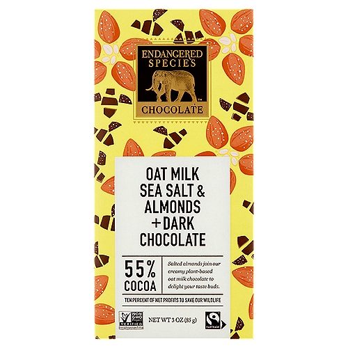 Endangered Species Chocolate Oat Milk Sea Salt & Almonds + Dark Chocolate, 3 oz
