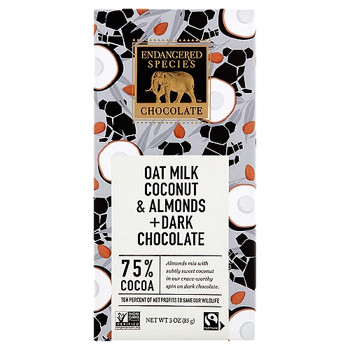 Endangered Species Chocolate Oat Milk Coconut & Almonds + Dark Chocolate, 3 oz