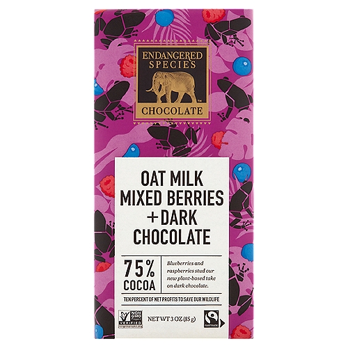 Endangered Species Chocolate Oat Milk Mixed Berries + Dark Chocolate, 3 oz