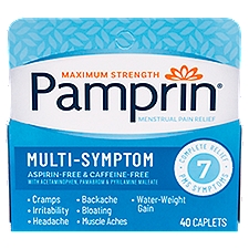 Pamprin Maximum Strength Multi-Symptom Menstrual Pain Relief Caplets, 40 count