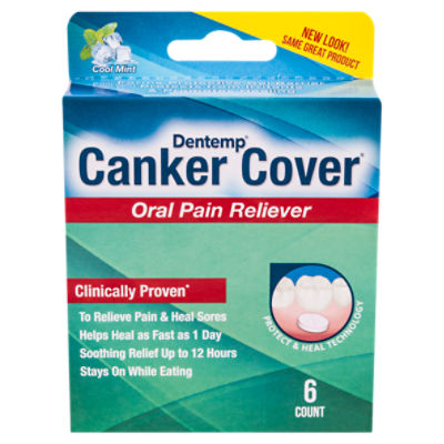 Dentemp Canker Cover Cool Mint Oral Pain Reliever, 6 count