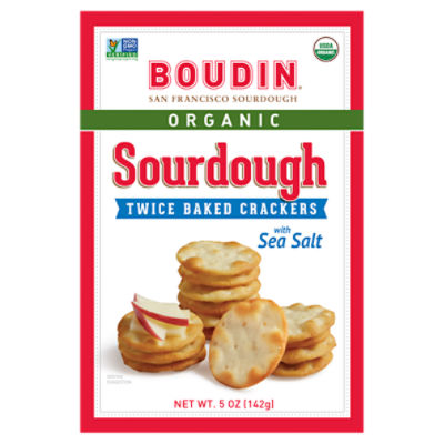 Boudin Organic Sourdough Twice Baked Crackers with Sea Salt, 5 oz