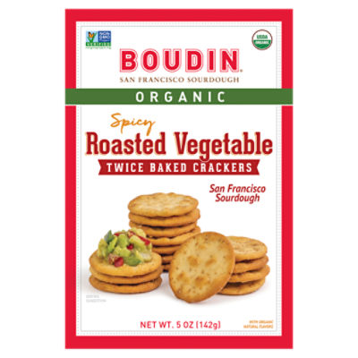 Boudin Organic Spicy Roasted Vegetable Twice Baked Crackers, 5 oz
