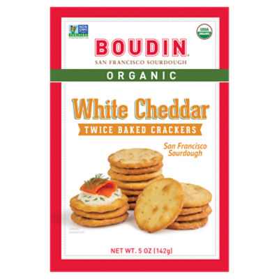 Boudin Organic White Cheddar Twice Baked Crackers, 5 oz