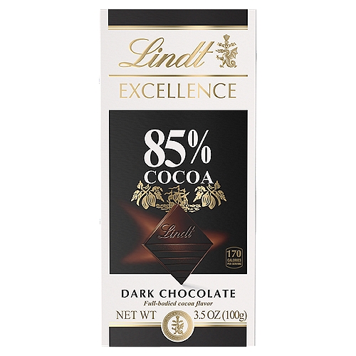 Lindt Excellence 85% Cосоа Dark Chocolate, 3.5 oz
Dive into the refined richness of Lindt EXCELLENCE 85% Cocoa with all your senses. This full-bodied dark chocolate bar is distinguished by a powerful earthiness and notes of dried fruit, spice, and licorice. Whether you prefer to indulge in Lindt EXCELLENCE for baking, as a dark chocolate gift, or paired with your favorite after-dinner drink, the complex flavor and sophisticated texture of our dark chocolate always deliver a gourmet experience. Masterfully crafted with the highest-quality ingredients, Lindt EXCELLENCE is chocolate for the true aficionado.
