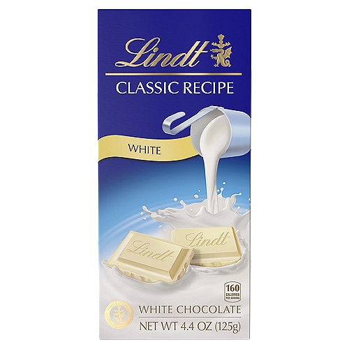 Lindt Classic Recipe White Chocolate Bar, 4.4 oz
Discover the creamy, smooth chocolate of Lindt Classic Recipe. Lindt classic recipe has been expertly crafted by the Lindt master chocolatiers according to traditional Swiss recipes using only the best tasting chocolate and finest quality ingredients.
Classic Recipe White Chocolate 
Creamy, smooth white chocolate with a refined finish.