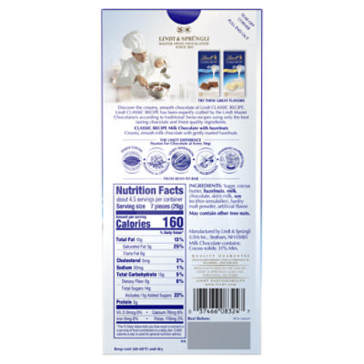 Lindt Classic Recipe Hazelnut Milk Chocolate Bar, 4.4 oz
