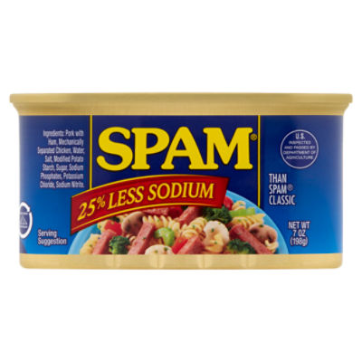 Spam 25% Less Sodium Than Spam Classic Canned Meat, 7 oz
