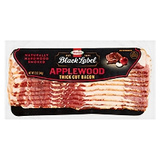 Black Label Naturally Hardwood Smoked Applewood Thick Cut, Bacon, 12 Ounce