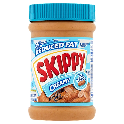 Skippy Reduced Fat Creamy Peanut Butter Spread, 16.3 oz
12g Fat per Serving Compared to 16g in Regular Peanut Butter